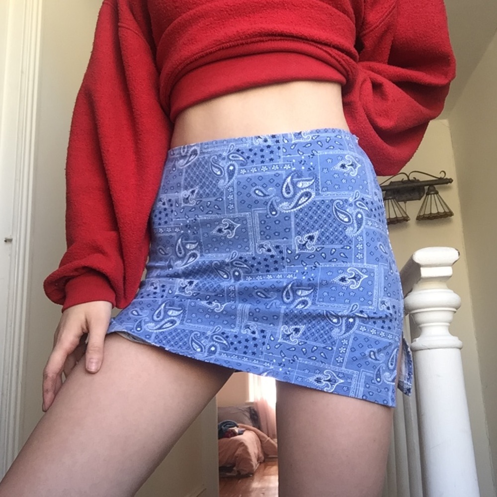 American Deadstock Blue Bandana Print Skirt, Size XS